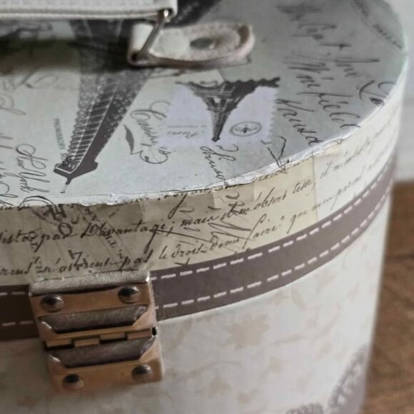 New Jaclyn Smith Paris Print Train Case Travel Cosmetic Box French Eiffel Tower - Picture 6 of 10